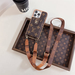 CARD BROWN PHONE CASE CROSSBODY FOR IPHONE