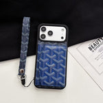 Luxury GYD Pattern Tri-Fold Wallet Phone Case with Matching Wristlet Strap