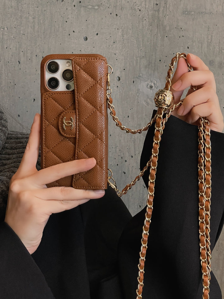 CC Card Bag Leather Chain iPhone Case