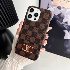 MONOGRAM LEATHER PC HARD BACK CASE FOR IPHONE