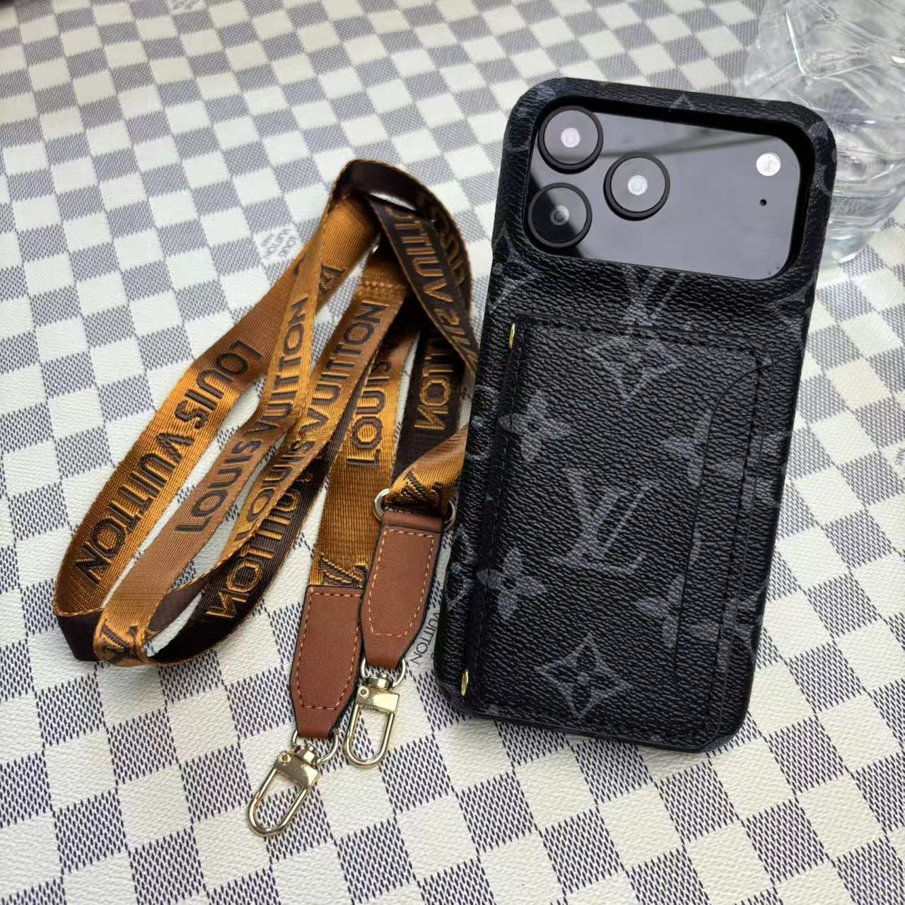 Monogram LV Leather Phone Case For iPhone 17 / 16 / 15 / 14