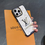 Finest LV Electroplated Classic Monogram Embossed Leather Apple iPhone Case