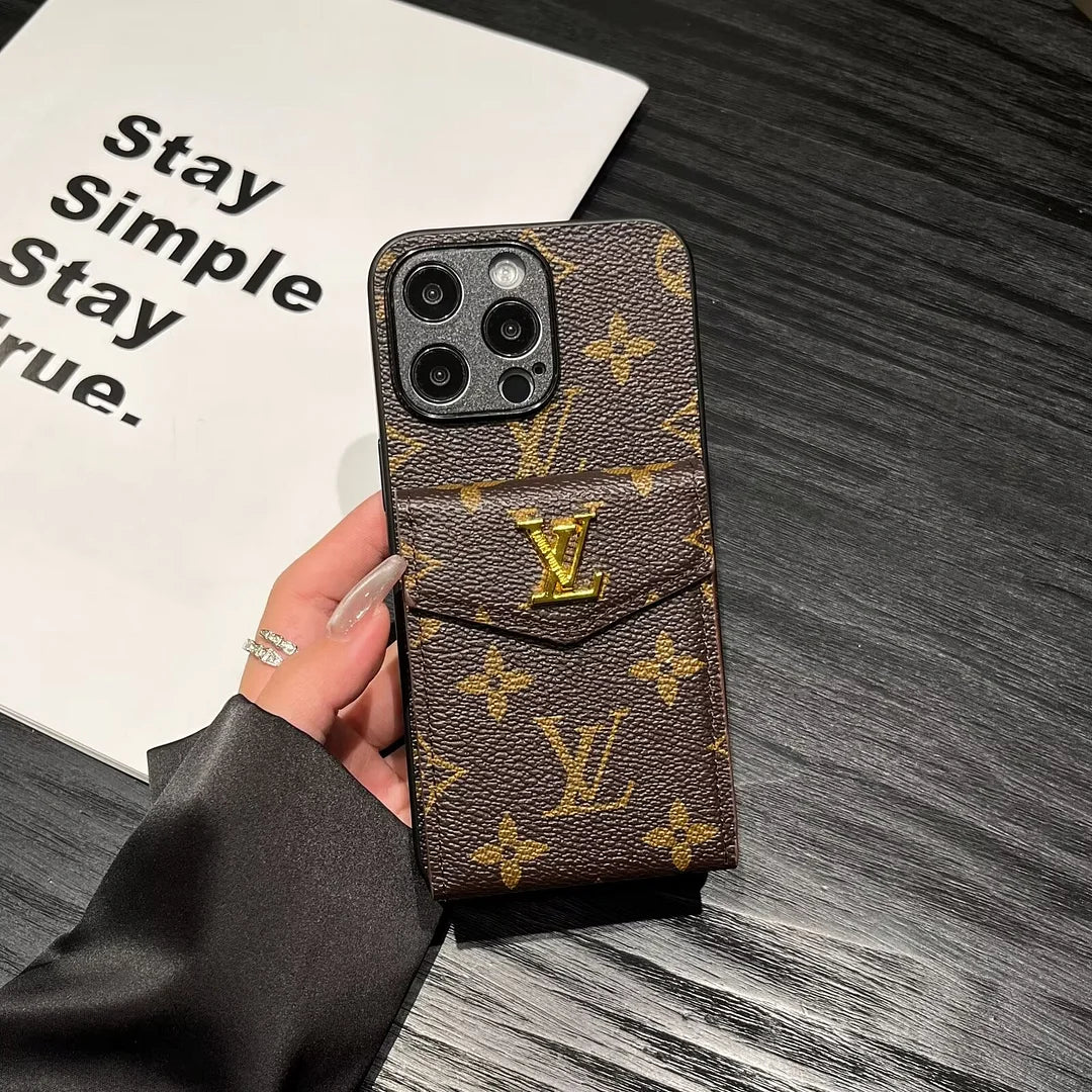 Louis Vuitton  Card Holder Canvas Leather Apple iPhone Case