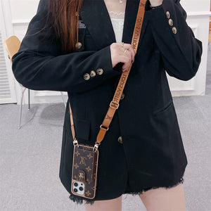 CARD BROWN PHONE CASE CROSSBODY FOR IPHONE