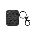 Gucci-Inspired Matte Black GG Monogram Case with Keychain for AirPods Series
