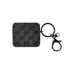 Gucci-Inspired Matte Black GG Monogram Case with Keychain for AirPods Series