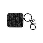 Dior-Inspired Matte Oblique Monogram Case with Keychain for AirPods Series