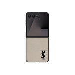 Luxury YSL Leather Case Beige for Samsung Galaxy Z Fold & Z Flip Series