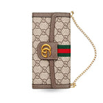 Classic Leather GG iPhone Case With Flip Wallet And Crossbody Strap
