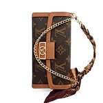 Luxury Leather Louis Vuitton iPhone Case With Flip Wallet And Chain