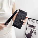 Luxury Monogram Canvas Wallet Case for iPhone 12-17 Detachable Wristlet & Card Holder
