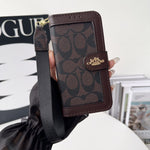 Luxury Monogram Canvas Wallet Case for iPhone 12-17 Detachable Wristlet & Card Holder