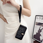 Luxury Monogram Canvas Wallet Case for iPhone 12-17 Detachable Wristlet & Card Holder