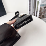 Luxury Monogram Canvas Wallet Case for iPhone 12-17 Detachable Wristlet & Card Holder
