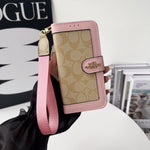 Luxury Monogram Canvas Wallet Case for iPhone 12-17 Detachable Wristlet & Card Holder