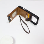 Luxury Monogram Card Holder Phone Case with Strap for iPhone 12-17 Series