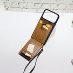 Luxury Monogram Card Holder Phone Case with Strap for iPhone 12-17 Series