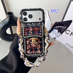 Luxury Tweed Designer iPhone Case | Classic Purse Style with Scarf Chain