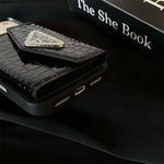 Elegant Prada Apple Phone Case with Card Holder For iPhone 17 / 16 / 15 / 14