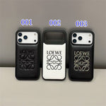Luxury Loewe-Inspired Leather iPhone Case with Embossed Anagram Logo