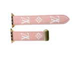 PINK LEATHER CANVAS LUXURY APPLE WATCH STRAP Roxy New 2