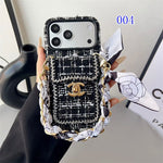 Luxury Tweed Designer iPhone Case | Classic Purse Style with Scarf Chain