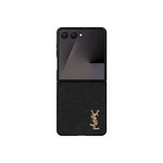 Luxury YSL Leather Case Black for Samsung Galaxy Z Fold & Z Flip Series