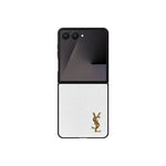Luxury YSL Leather Case White for Samsung Galaxy Z Fold & Z Flip Series