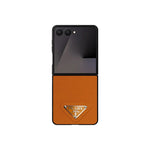 Prada Luxury Orange Leather Case for Samsung Galaxy Z Fold & Z Flip Series