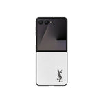 Luxury YSL Leather Case White for Samsung Galaxy Z Fold & Z Flip Series