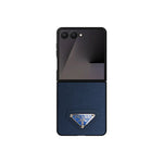 Prada Luxury Navy Blue Leather Case for Samsung Galaxy Z Fold & Z Flip Series