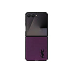 Luxury YSL Leather Case Purple for Samsung Galaxy Z Fold & Z Flip Series