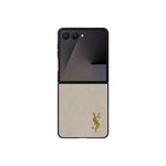 Luxury YSL Leather Case Beige for Samsung Galaxy Z Fold & Z Flip Series