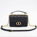 Quilted leather bag with flap closure - Gold chain crossbody bag with pearl clasp