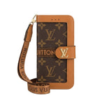 Premium Leather Monogram Wallet Card Holder Case for Samsung Galaxy S22-S26 Series