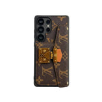 Luxury Gold Lock Leather Card Holder Sling Case for Samsung Galaxy S22-S26 Series