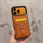 Luxury Quilted Leather Card Holder Case for iPhone 12-17