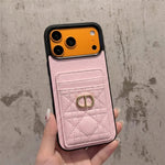 Luxury Quilted Leather Card Holder Case for iPhone 12-17