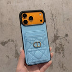 Luxury Quilted Leather Card Holder Case for iPhone 12-17