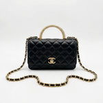 Luxe Quilted Flap Bag with Clear Resin Handle