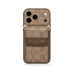 Luxury Leather Coach Phone Case with Wallet for iPhone 12-18 Pro & Pro Max
