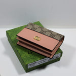 Luxury Brand Leather Wallet Pink Canvas