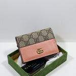 Luxury Brand Leather Wallet Pink Canvas