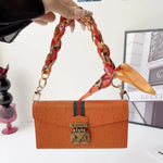 Luxury GG Plain Leather Crossbody Wallet Case For iPhone 13-17