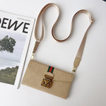 Luxury GG Plain Leather Crossbody Wallet Case For iPhone 13-17