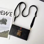 Luxury GG Plain Leather Crossbody Wallet Case For iPhone 13-17