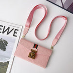 Luxury GG Plain Leather Crossbody Wallet Case For iPhone 13-17