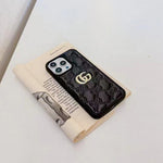 Luxury Stamped GG Leather iPhone Case for 13-17