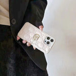 Luxury Stamped GG Leather iPhone Case for 13-17