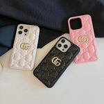Luxury Stamped GG Leather iPhone Case for 13-17